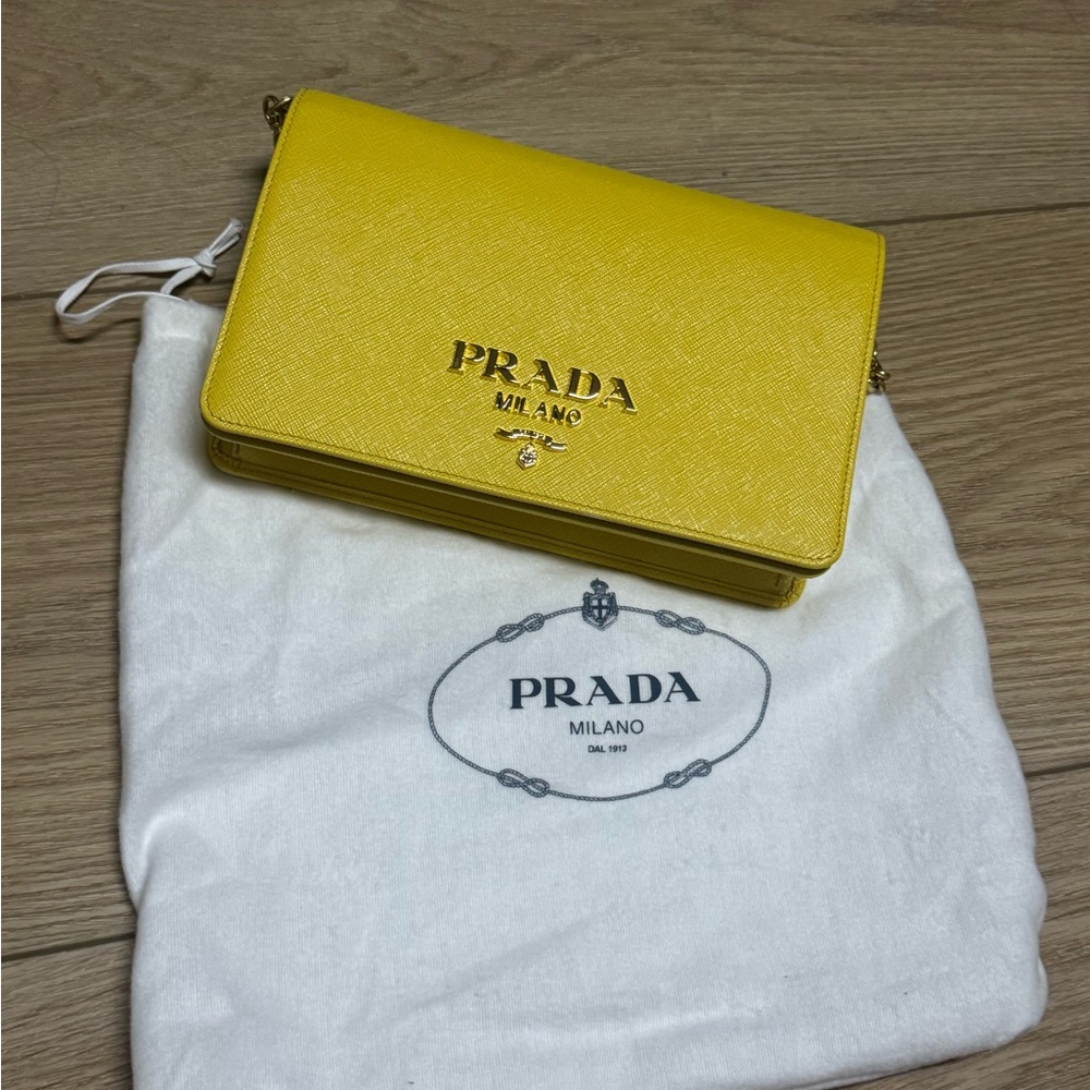 Prada Yellow Crossbody Bag with Structured Design